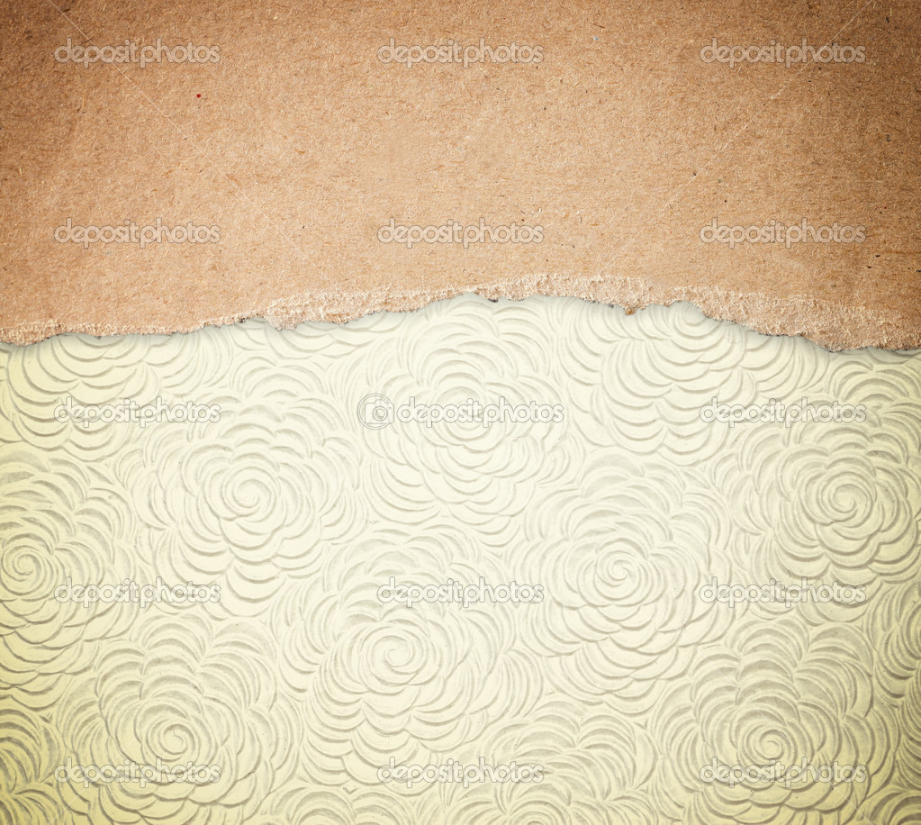 Old canvas texture background with pattern and yellow vintage torn paper