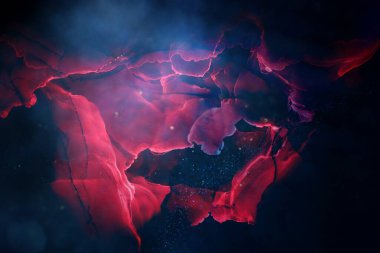 Soyut kırmızı, mavi ve siyah odaklanmış arka plan. bokeh ışıkları