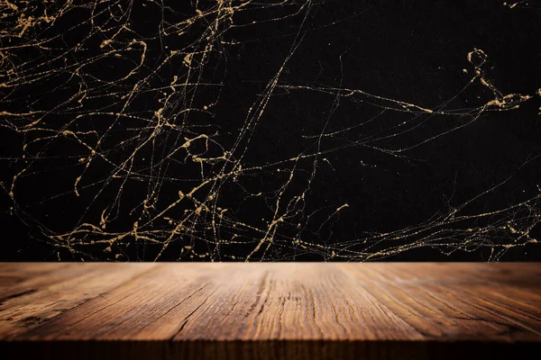 Empty Table Front Gold Black Marble Textured Background Product Display — Stock Photo, Image