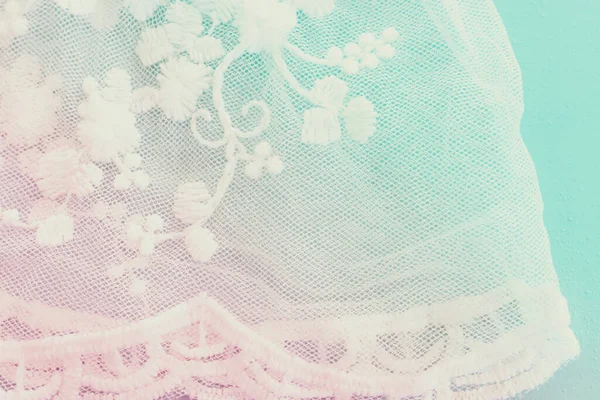 Background White Delicate Lace Fabric Vintage Toned — Stock Photo, Image