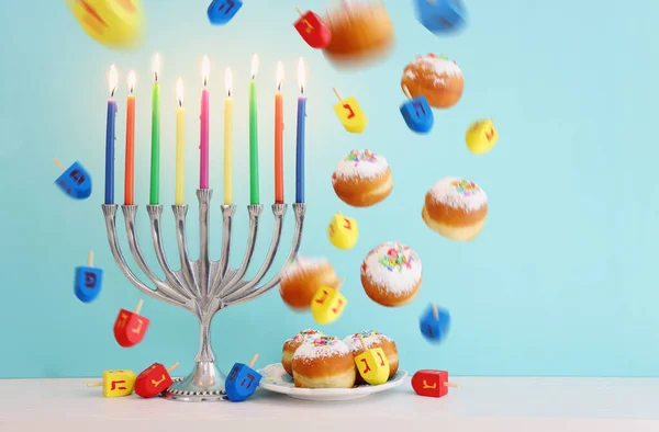 Religie Beeld Van Joodse Vakantie Chanoeka Achtergrond Met Menorah Traditionele — Stockfoto