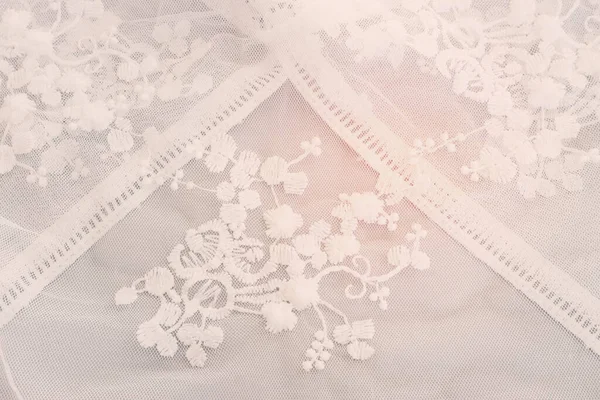 Background White Delicate Lace Fabric Vintage Toned — Stock Photo, Image