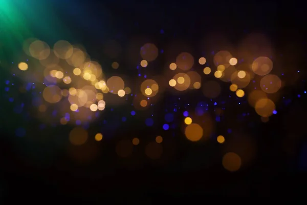 Astratto Blu Oro Nero Sfondo Sfocato Luci Bokeh — Foto Stock