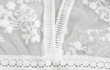 Arka plan beyaz hassas dantel kumaş