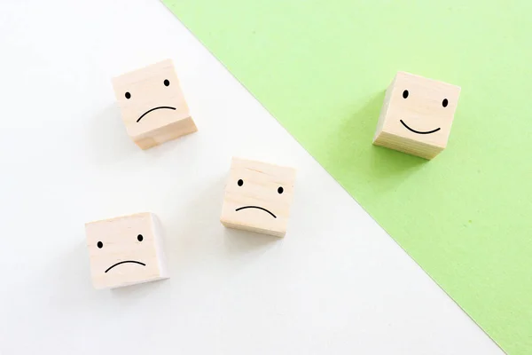 Concept Image Satisfaction Level Wooden Cubes Emotions — Stock Photo, Image