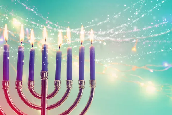 Bild Des Jüdischen Feiertags Chanukka Mit Menora Traditionellem Kandelaber Und — Stockfoto