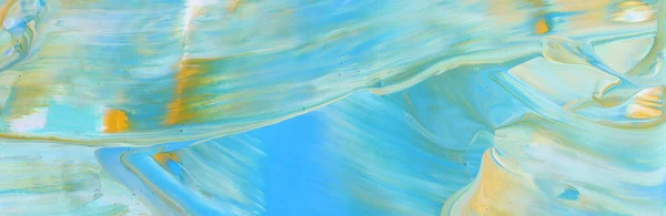 艺术摄影的抽象大理石效果背景与白色 蓝色和黄色的反应色 漂亮的油漆 — 图库照片