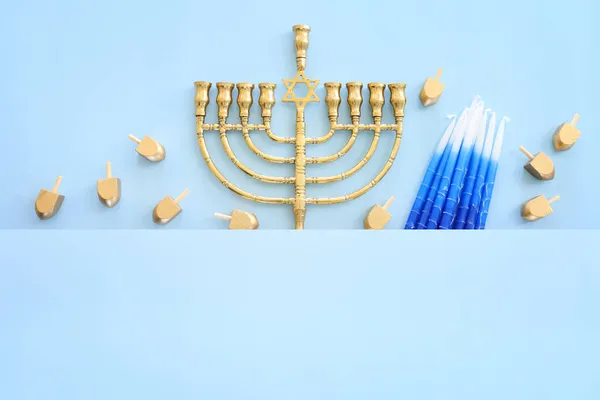 Religion Bild Judisk Semester Hanukkah Bakgrund Med Menorah Traditionell Kandelabra — Stockfoto