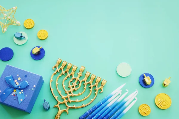 Religion Bild Judisk Semester Hanukkah Bakgrund Med Menorah Traditionell Kandelabra — Stockfoto