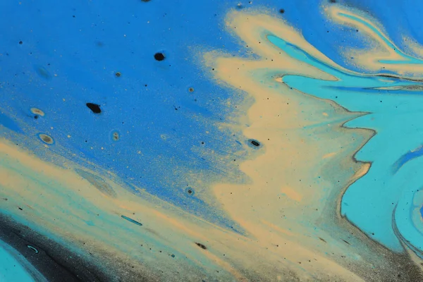 Fotografia Artystyczna Abstrakcyjnego Marmurkowego Tła Efektowego Niebieskim Złotym Turkusowym Czarnym — Zdjęcie stockowe