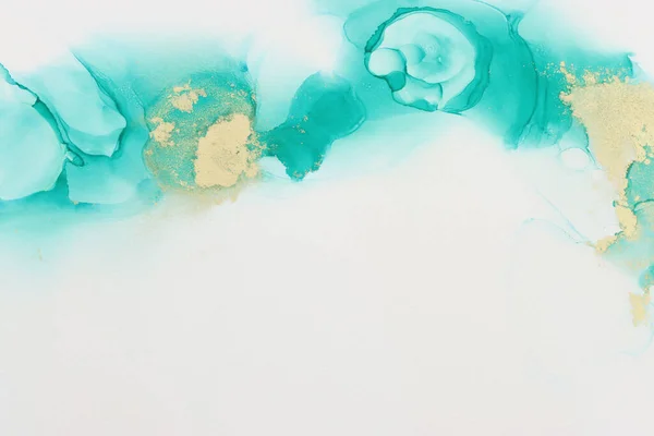 Arte Fotografía Pintura Fluida Abstracta Con Tinta Alcohol Azul Turquesa — Foto de Stock
