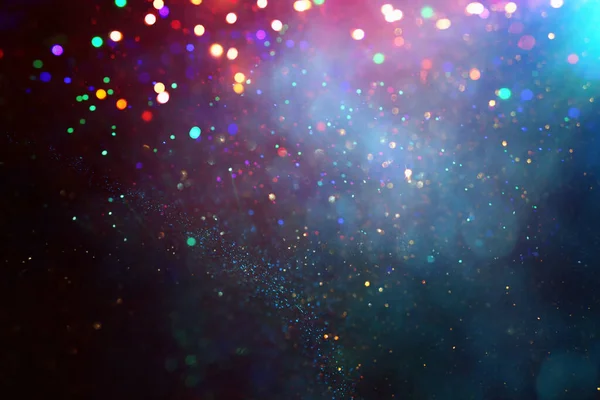 Background Abstract Glitter Lights Gold Blue Black Focused — Stock Photo, Image