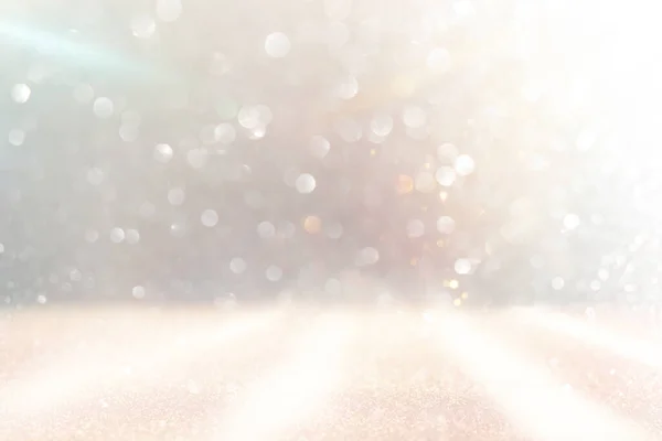 Background Abstract Gold Silver Glitter Lights Defocused — Stock Photo, Image