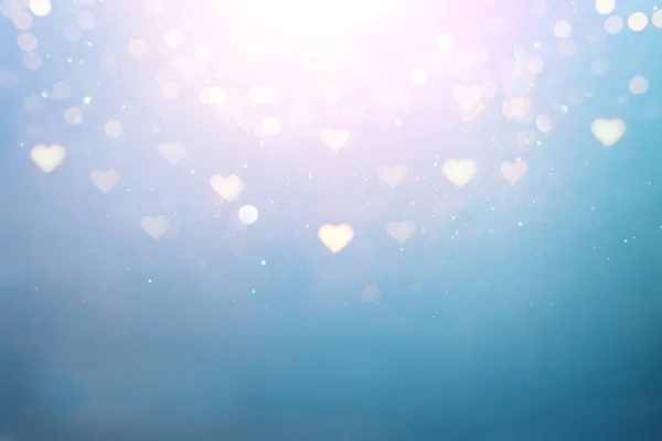 Голубой Розовый Блестки Винтажные Огни Фона Обезглавлен Сердца Покрыты — стоковое фото