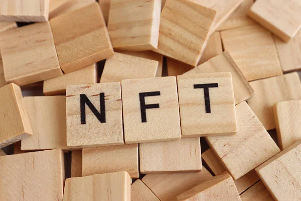 Wooden Cubes Text Nft Non Fungible Token — Stock Photo, Image