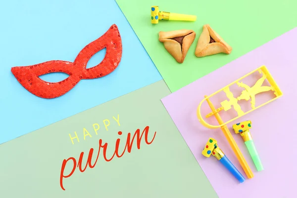 Purim Viering Concept Joodse Carnaval Vakantie Kleurrijke Achtergrond — Stockfoto