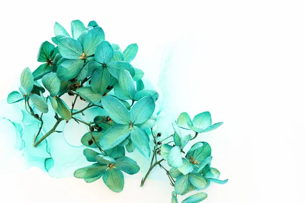 Творческий Образ Изумрудных Зеленых Цветков Гипса Художественном Чернильном Фоне Вид — стоковое фото