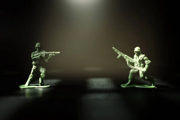 Image Toy Soldiers Dark Background — Stock Photo, Image