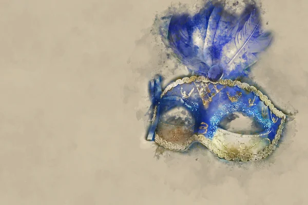 Aquarel Stijl Abstracte Beeld Van Elegante Venetiaanse Mardi Gras Mask — Stockfoto