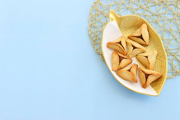 Concept Fête Pourim Fête Carnaval Juif Hamantaschen Biscuits Sur Fond — Photo