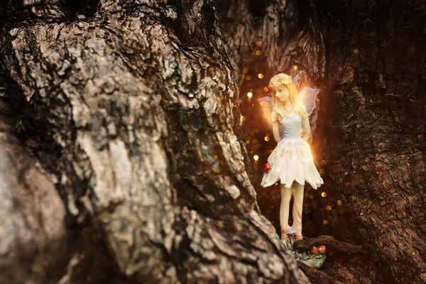 Bild Der Magischen Kleinen Fee Wald Die Auf Dem Baum — Stockfoto