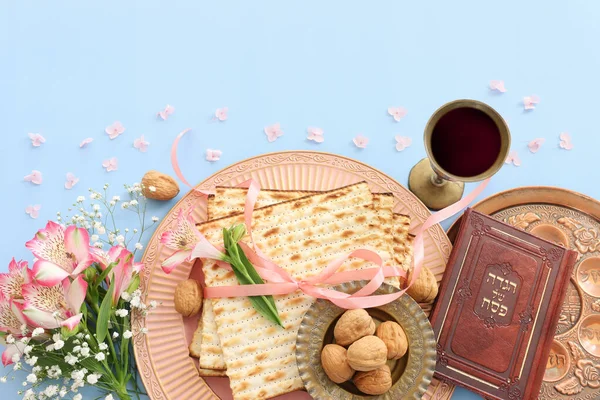 Conceptul Sărbătoare Pesah Sărbătoarea Paștelui Evreiesc Placă Tradițională Pesakh Text — Fotografie, imagine de stoc