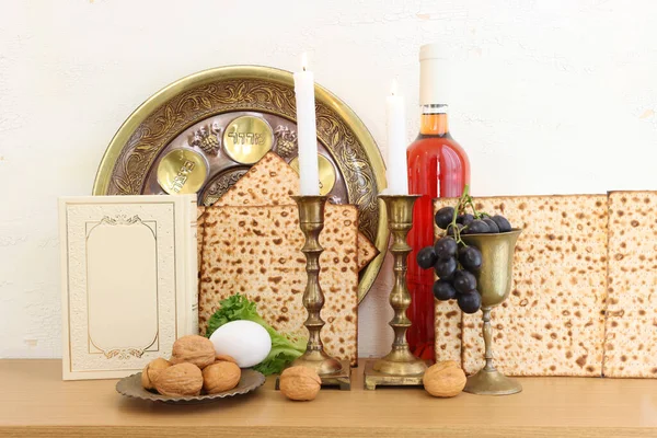 Pesah Oslava Koncept Židovský Pesach Dovolená Překlad Tradičního Pesakh Talířového — Stock fotografie