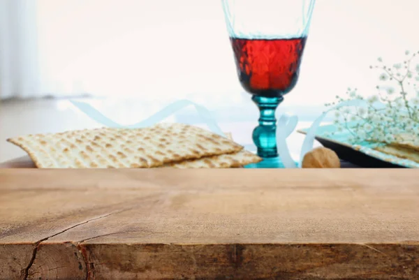 Empty Table Product Display Front Passover Background Glass Wine Cup — Stock Photo, Image