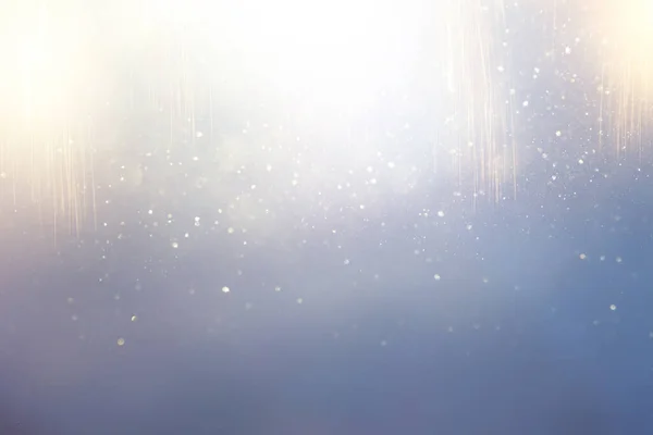 Фон Абстрактних Золотих Синіх Срібних Блискучих Вогнів Дефокусований — стокове фото