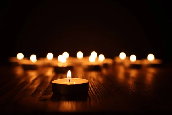 Burning Candle Black Background — Stock Photo, Image