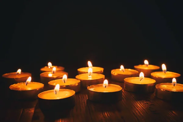 Burning Candle Black Background — Stock Photo, Image