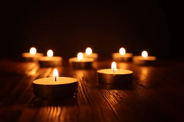 Burning Candle Black Background — Stock Photo, Image