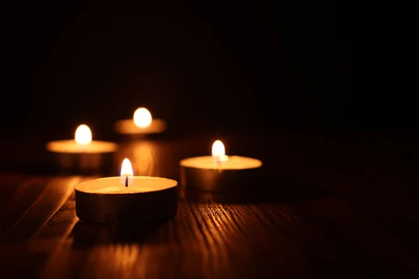 Burning Candle Black Background — Stock Photo, Image