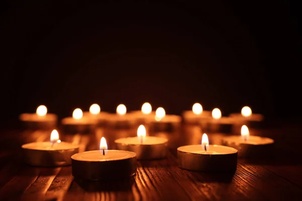 Burning Candle Black Background — Stock Photo, Image