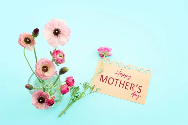 Mother Day Concept Pink Flowers Pastel Background — Stock Photo, Image