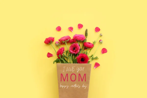 Mother Day Concept Pink Flowers Pastel Background — Stock fotografie