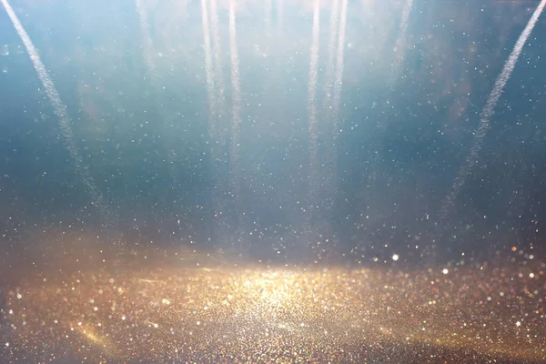 Background Abstract Gold Black Blue Glitter Lights Fireworks Defocused — Foto Stock