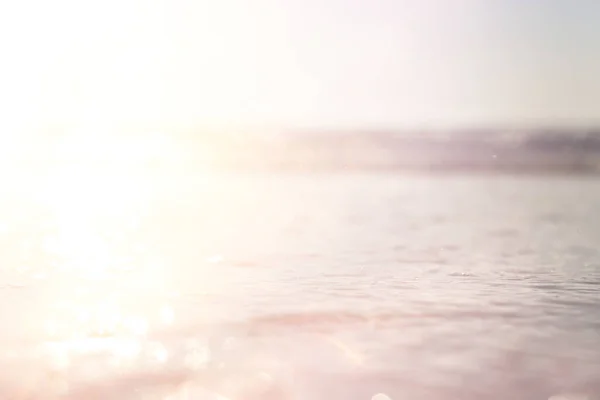 Fondo Playa Borrosa Olas Marinas Con Luces Bokeh — Foto de Stock