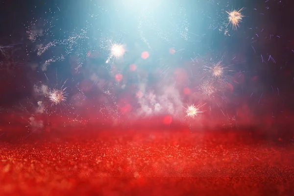 Abstract Black Red Gold Glitter Background Fireworks Christmas Eve 4Th — ストック写真