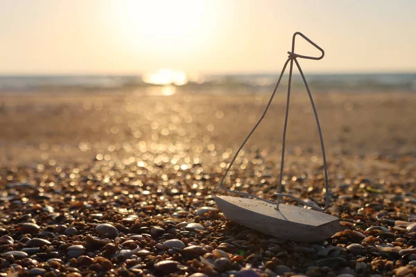 Small Wooden Boat Beach Summer — Stock Photo, Image