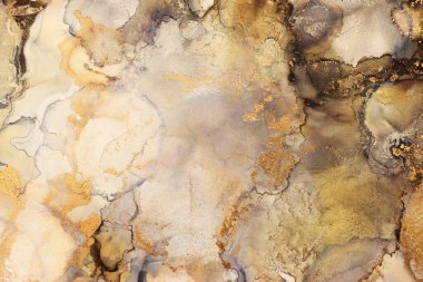 Alkol mürekkebi, siyah ve altın rengi olan soyut sıvı sanat resimlerinin sanat fotoğrafçılığı