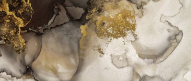 Alkol mürekkebi, siyah ve altın rengi olan soyut sıvı sanat resimlerinin sanat fotoğrafçılığı