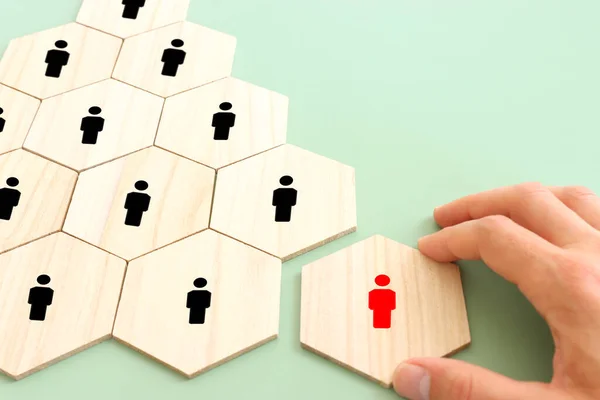 business concept image of blocks with people icons ,human resources and management concept