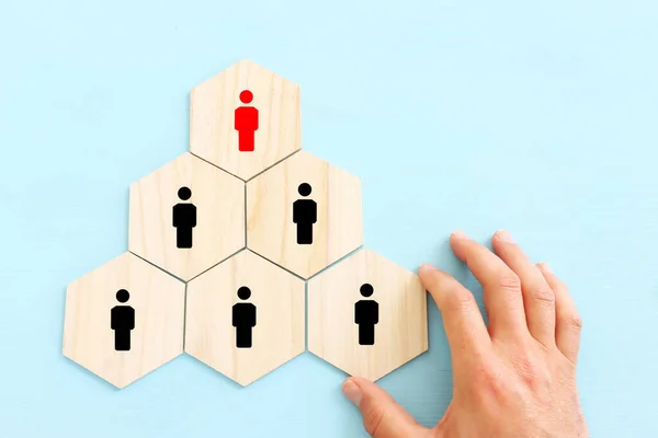 business concept image of blocks with people icons ,human resources and management concept