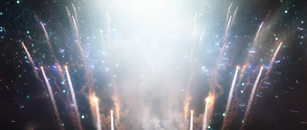 Background Abstract Black Blue Glitter Lights Fireworks Defocused — Stockfoto