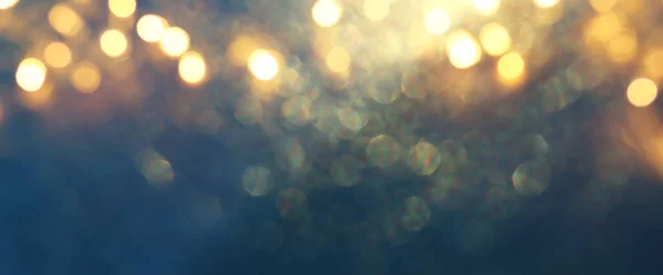 Φόντο Αφηρημένα Φώτα Glitter Χρυσό Μπλε Και Μαύρο Εστίαση — Φωτογραφία Αρχείου