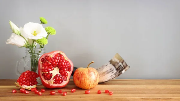 Rosh Hashanah 犹太新年假期 传统符号 — 图库照片