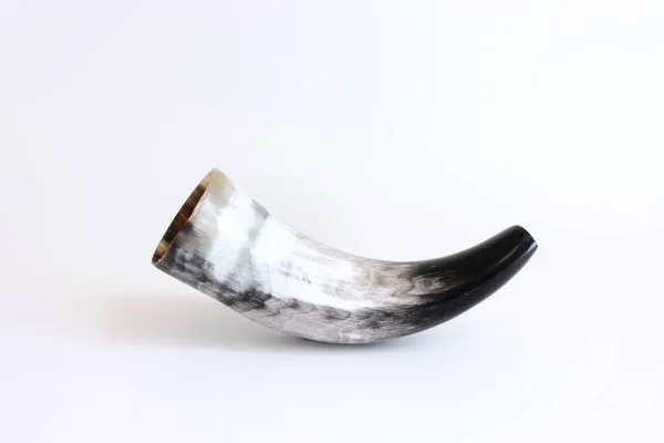 Shofar Κέρατο Απομονωμένο Λευκό Rosh Hashanah Εβραϊκές Διακοπές Έννοια Παραδοσιακό — Φωτογραφία Αρχείου