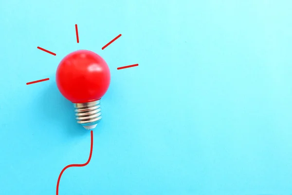 Education Concept Image Creative Idea Innovation Red Light Bulb Blue — Stock Fotó