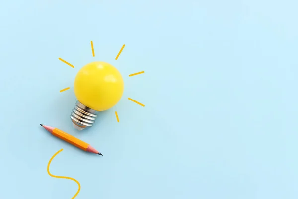 Education Concept Image Creative Idea Innovation Light Bulb Metaphor Blue — Stock Photo, Image